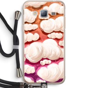 CaseCompany Katoen Wolken: Samsung Galaxy J3 (2016) Transparant Hoesje met koord