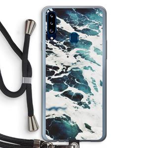 CaseCompany Golven: Samsung Galaxy A20s Transparant Hoesje met koord