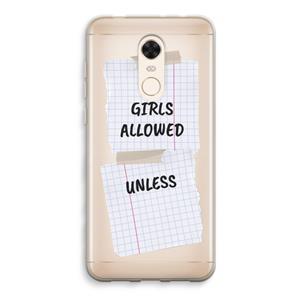 CaseCompany No Girls Allowed Unless: Xiaomi Redmi 5 Transparant Hoesje