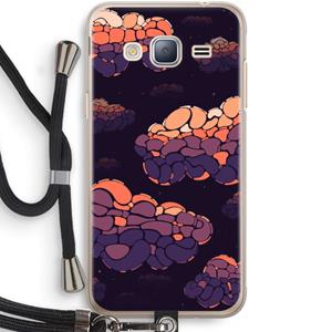 CaseCompany Patroon Wolken: Samsung Galaxy J3 (2016) Transparant Hoesje met koord