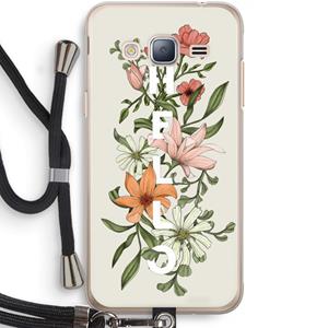 CaseCompany Hello bloemen: Samsung Galaxy J3 (2016) Transparant Hoesje met koord