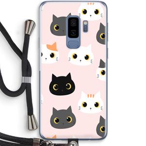 CaseCompany Katten: Samsung Galaxy S9 Plus Transparant Hoesje met koord