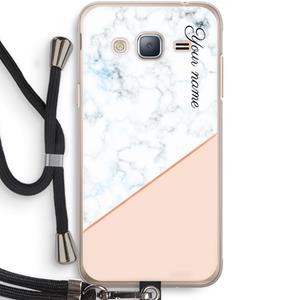 CaseCompany Marmer in stijl: Samsung Galaxy J3 (2016) Transparant Hoesje met koord
