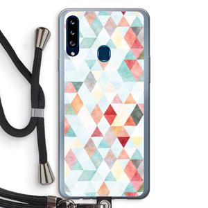 CaseCompany Gekleurde driehoekjes pastel: Samsung Galaxy A20s Transparant Hoesje met koord