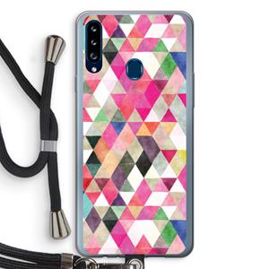 CaseCompany Gekleurde driehoekjes: Samsung Galaxy A20s Transparant Hoesje met koord
