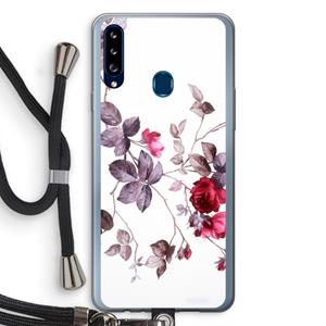 CaseCompany Mooie bloemen: Samsung Galaxy A20s Transparant Hoesje met koord