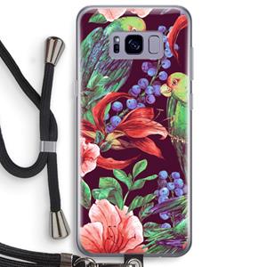 CaseCompany Papegaaien: Samsung Galaxy S8 Plus Transparant Hoesje met koord
