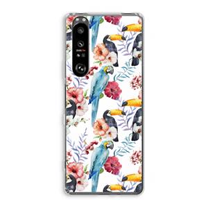 CaseCompany Bloemen tukan: Sony Xperia 1 III Transparant Hoesje