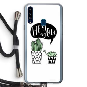 CaseCompany Hey you cactus: Samsung Galaxy A20s Transparant Hoesje met koord