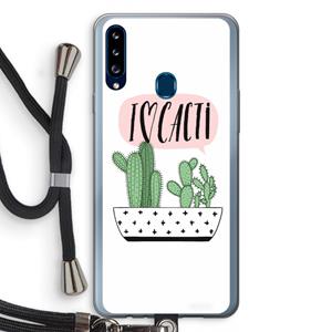 CaseCompany I love cacti: Samsung Galaxy A20s Transparant Hoesje met koord