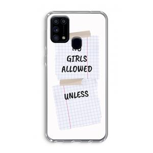 CaseCompany No Girls Allowed Unless: Samsung Galaxy M31 Transparant Hoesje