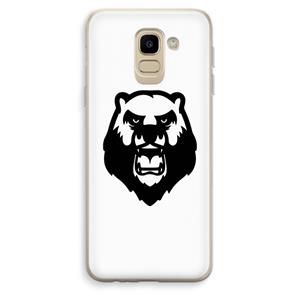 CaseCompany Angry Bear (white): Samsung Galaxy J6 (2018) Transparant Hoesje