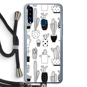 CaseCompany Cactusmotief: Samsung Galaxy A20s Transparant Hoesje met koord