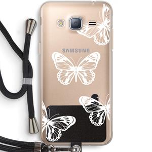 CaseCompany White butterfly: Samsung Galaxy J3 (2016) Transparant Hoesje met koord