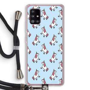 CaseCompany Eenhoorns overal: Samsung Galaxy A51 5G Transparant Hoesje met koord