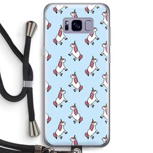 CaseCompany Eenhoorns overal: Samsung Galaxy S8 Plus Transparant Hoesje met koord