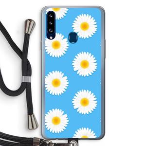 CaseCompany Margrietjes: Samsung Galaxy A20s Transparant Hoesje met koord