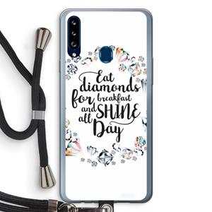 CaseCompany Diamonds: Samsung Galaxy A20s Transparant Hoesje met koord