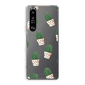 CaseCompany Cactusprint roze: Sony Xperia 1 III Transparant Hoesje