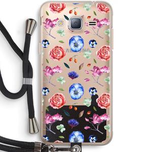 CaseCompany Bloemetjes: Samsung Galaxy J3 (2016) Transparant Hoesje met koord