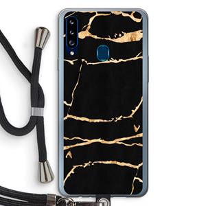 CaseCompany Gouden marmer: Samsung Galaxy A20s Transparant Hoesje met koord