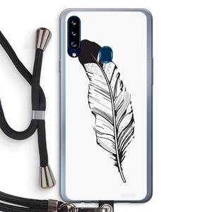 CaseCompany Pluim: Samsung Galaxy A20s Transparant Hoesje met koord