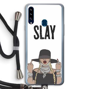 CaseCompany Slay All Day: Samsung Galaxy A20s Transparant Hoesje met koord