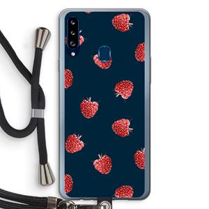 CaseCompany Framboosjes: Samsung Galaxy A20s Transparant Hoesje met koord