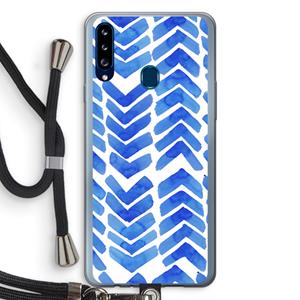 CaseCompany Blauwe pijlen: Samsung Galaxy A20s Transparant Hoesje met koord