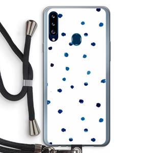CaseCompany Blauwe stippen: Samsung Galaxy A20s Transparant Hoesje met koord