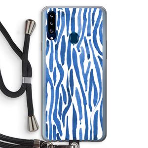 CaseCompany Blauwe nerven: Samsung Galaxy A20s Transparant Hoesje met koord