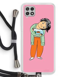 CaseCompany Visknuffel: Samsung Galaxy A22 4G Transparant Hoesje met koord