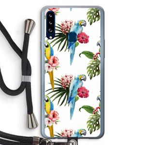 CaseCompany Kleurrijke papegaaien: Samsung Galaxy A20s Transparant Hoesje met koord