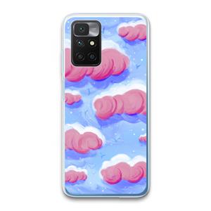 CaseCompany Roze wolken met vogels: Xiaomi Redmi 10 Transparant Hoesje