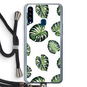 CaseCompany Tropische bladeren: Samsung Galaxy A20s Transparant Hoesje met koord
