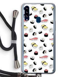 CaseCompany Sushi time: Samsung Galaxy A20s Transparant Hoesje met koord