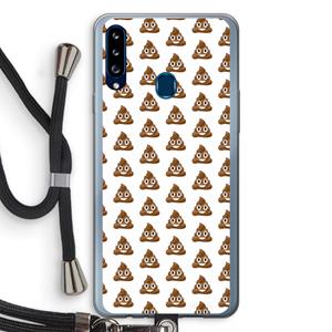 CaseCompany Poop emoji: Samsung Galaxy A20s Transparant Hoesje met koord