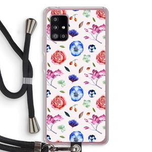 CaseCompany Bloemetjes: Samsung Galaxy A51 5G Transparant Hoesje met koord