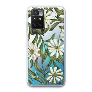 CaseCompany Wit bloemenpatroon: Xiaomi Redmi 10 Transparant Hoesje