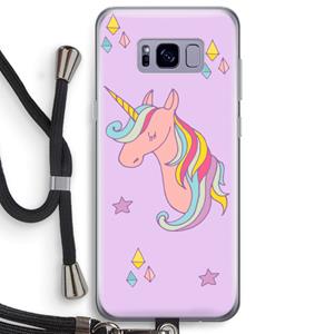 CaseCompany Roze eenhoorn: Samsung Galaxy S8 Plus Transparant Hoesje met koord