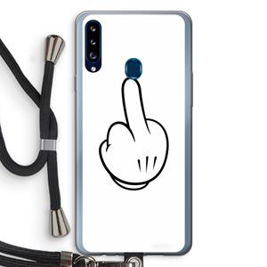 CaseCompany Middle finger white: Samsung Galaxy A20s Transparant Hoesje met koord