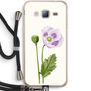 CaseCompany Purple poppy: Samsung Galaxy J3 (2016) Transparant Hoesje met koord