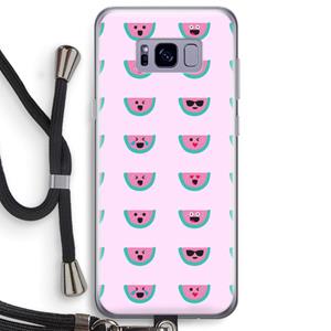 CaseCompany Smiley watermeloenprint: Samsung Galaxy S8 Plus Transparant Hoesje met koord