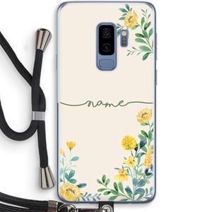 CaseCompany Gele bloemen: Samsung Galaxy S9 Plus Transparant Hoesje met koord
