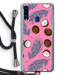 CaseCompany Kokosnoot roze: Samsung Galaxy A20s Transparant Hoesje met koord