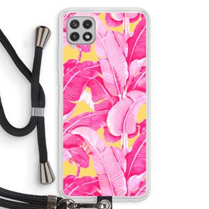 CaseCompany Pink Banana: Samsung Galaxy A22 4G Transparant Hoesje met koord