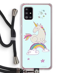 CaseCompany Regenboog eenhoorn: Samsung Galaxy A51 5G Transparant Hoesje met koord