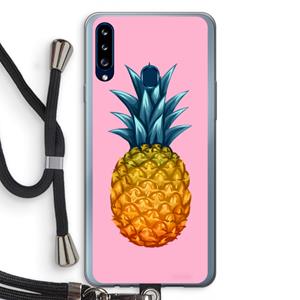 CaseCompany Grote ananas: Samsung Galaxy A20s Transparant Hoesje met koord