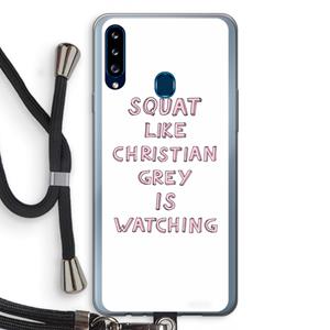 CaseCompany Christian Grey: Samsung Galaxy A20s Transparant Hoesje met koord