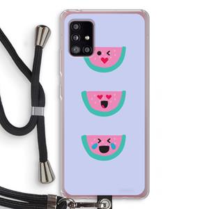 CaseCompany Smiley watermeloen: Samsung Galaxy A51 5G Transparant Hoesje met koord